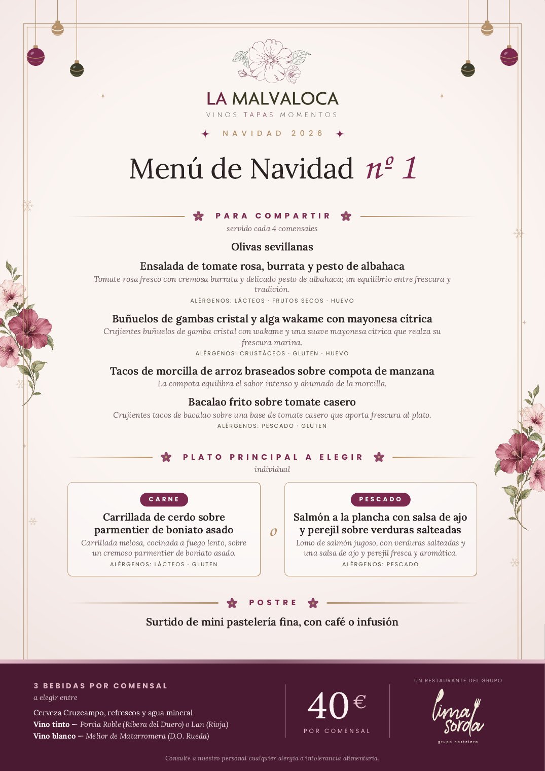 Menú de Navidad nº 1 2026
